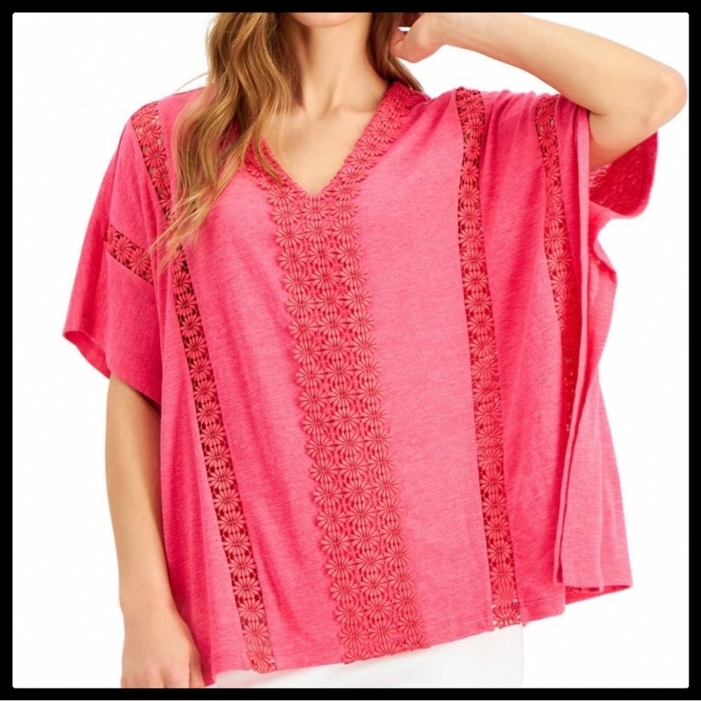 JM Collection Floral Applique Top